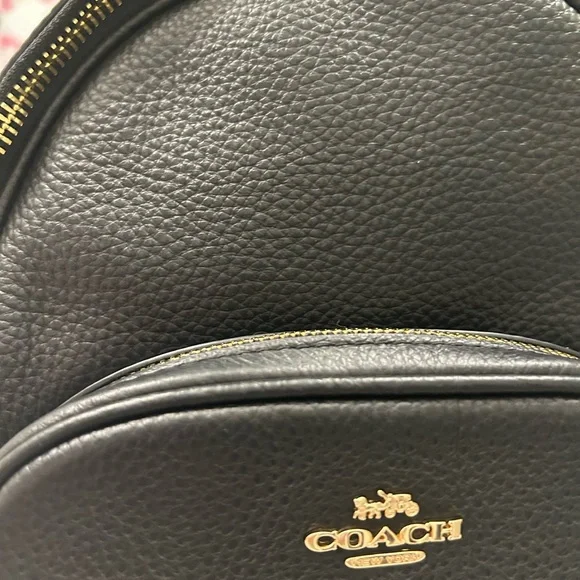 Coach Black Pebbled Leather Mini Backpack with Gold Zippers - Picture 3 of 10